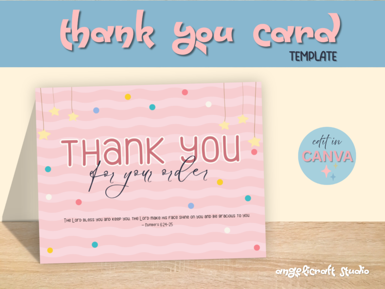 Pink Pastel Thank You Card for Business, Faith-based Business Card, Packaging upgrade