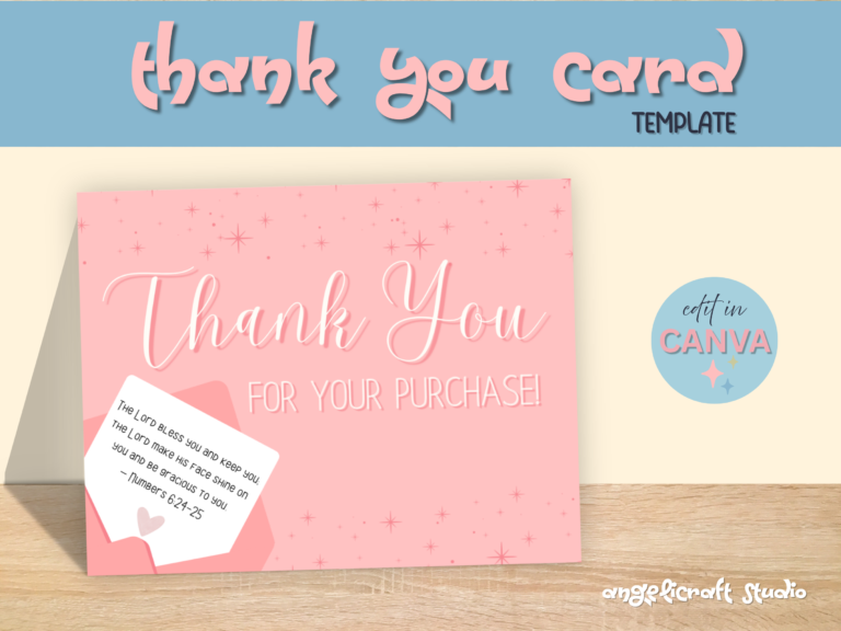Pink Pastel Thank You Card for Business, Faith-based Business Card, Packaging upgrade
